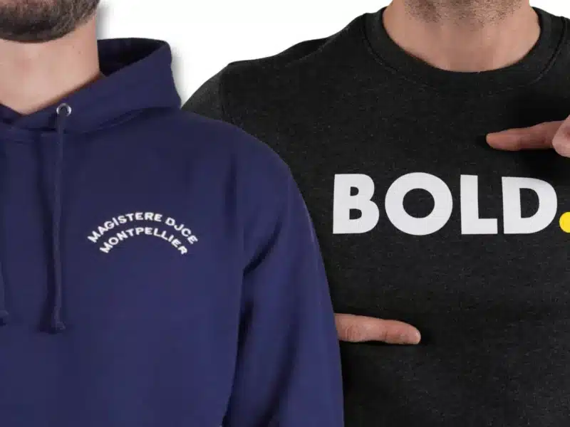 Sweat brodé et sweat sérigraphié