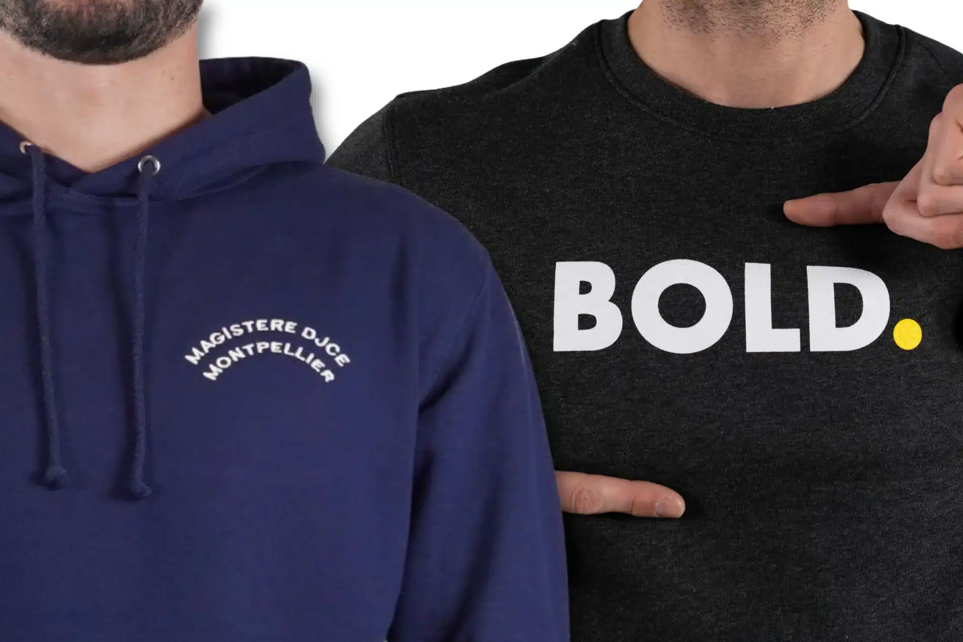 Sweat brodé et sweat sérigraphié